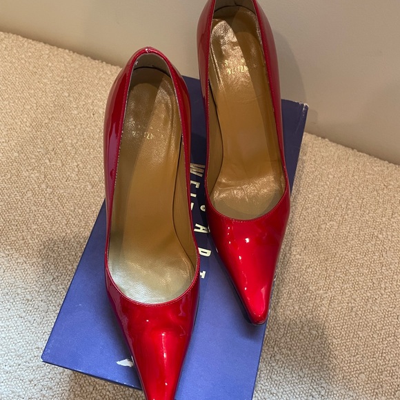 EUC Stuart Weitzman Princess Pumps Metallic Red Size 7 - Picture 7 of 9